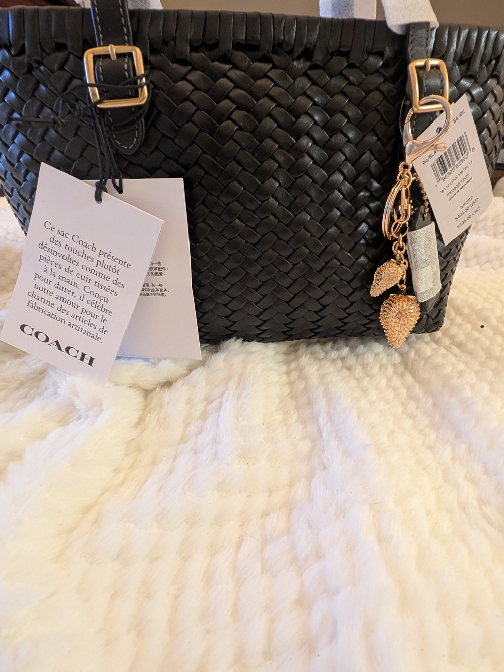 🖤NWT🖤 COACH Woven Leather Swing Tote Bag - Picture 2 of 10